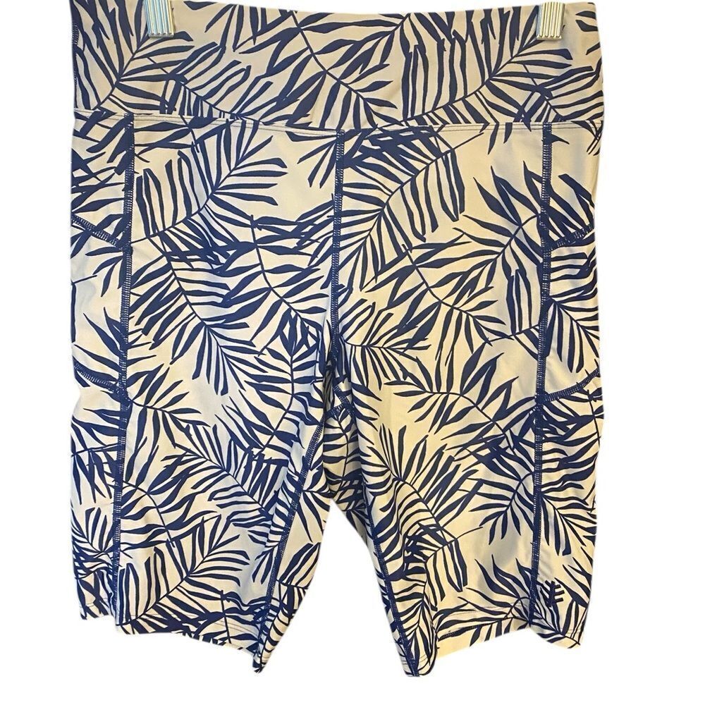 Coolibar Sz S Blue Tropical Print Santa Cruz Swimming UPF 50 Sun Fabric Shorts